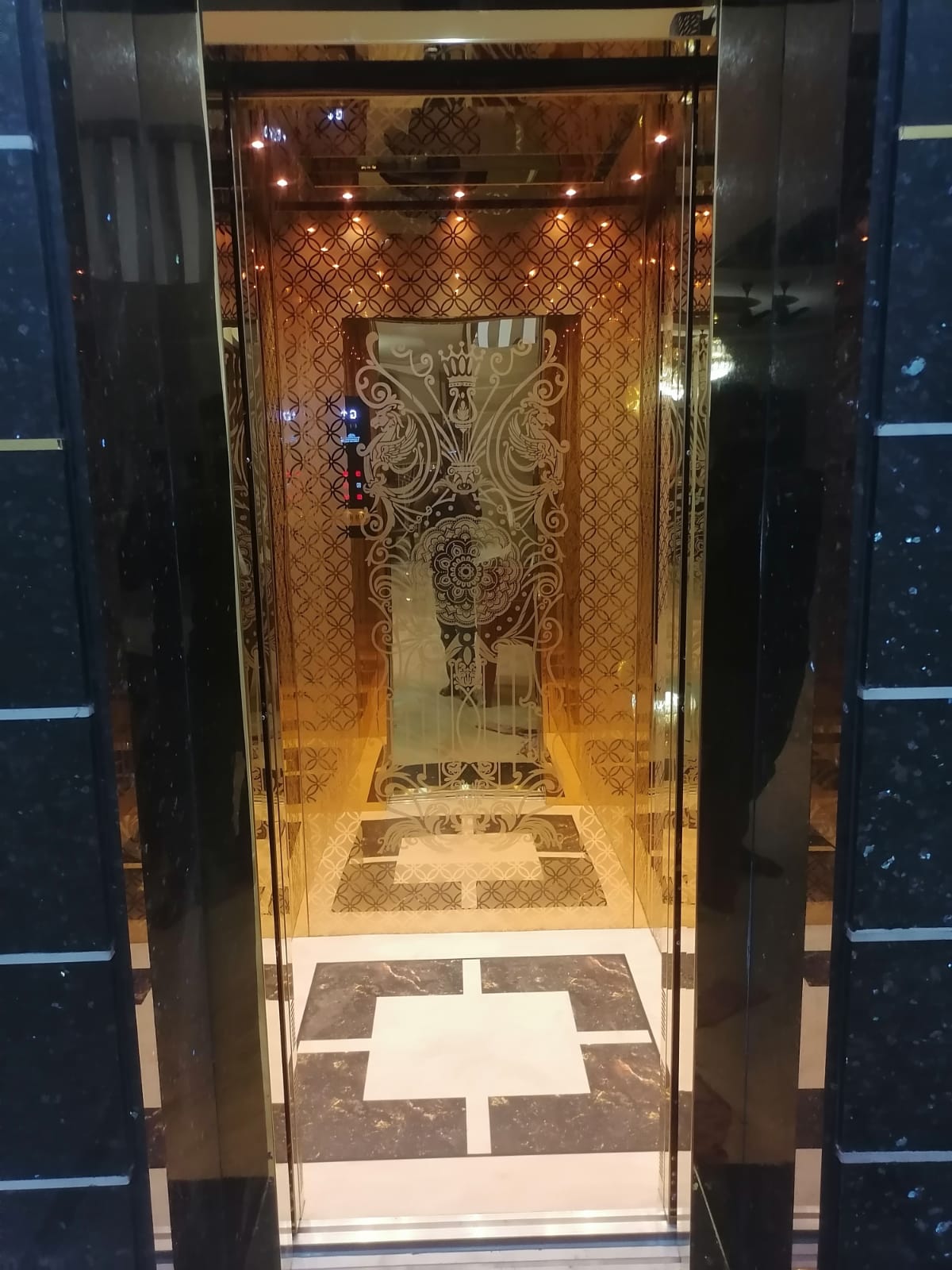 Gold Finish Luxury Elevator Cabin
